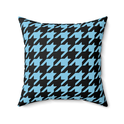 Sky Blue, Black Retro Houndstooth Cushion Pillow