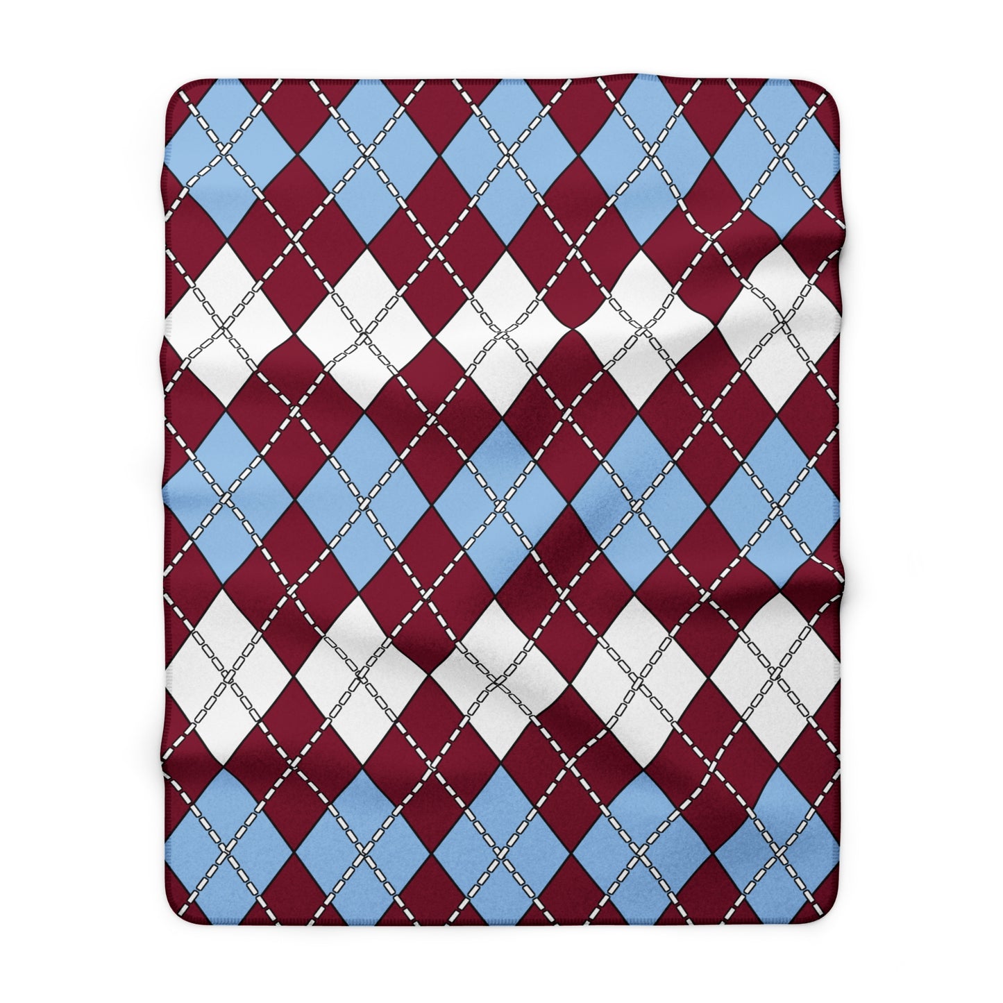 Claret, Blue, White Retro Argyle Blanket Throw