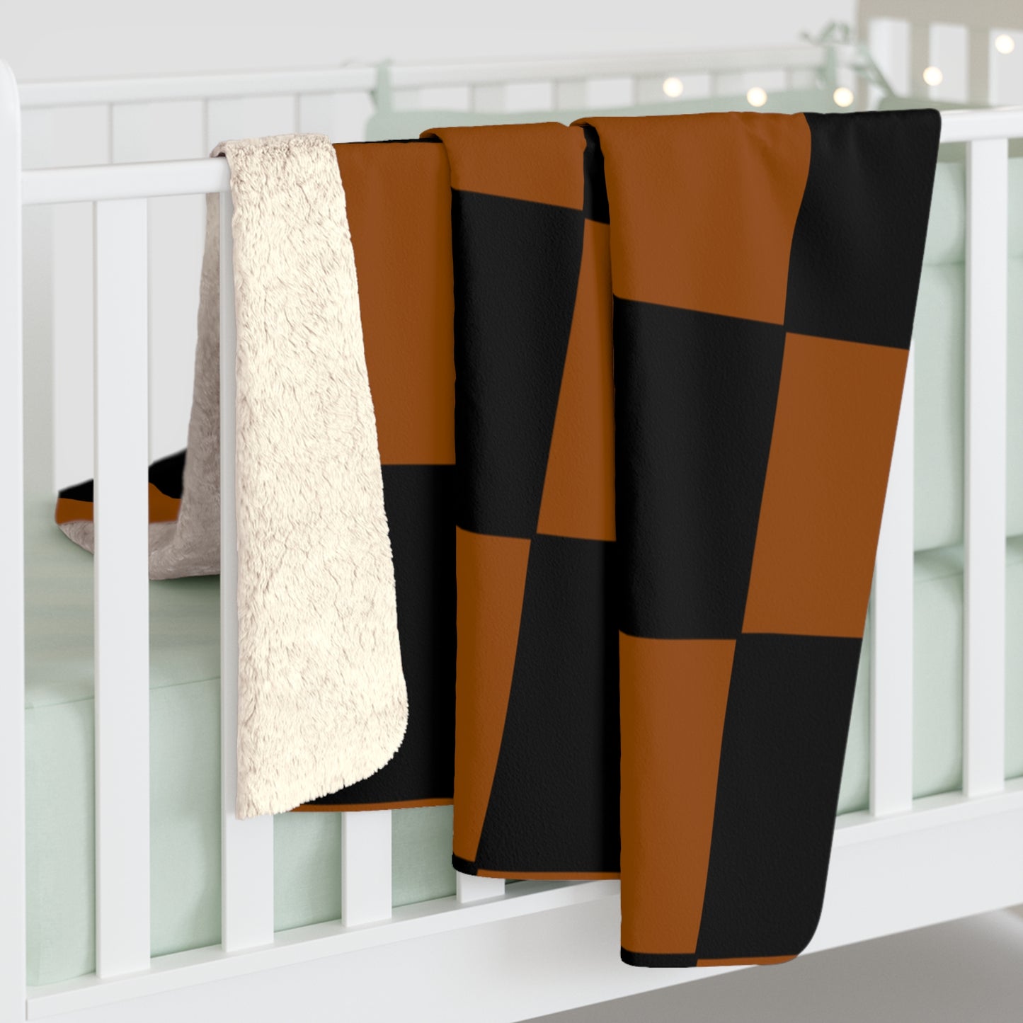 Brown, Black Retro Check Blanket Throw