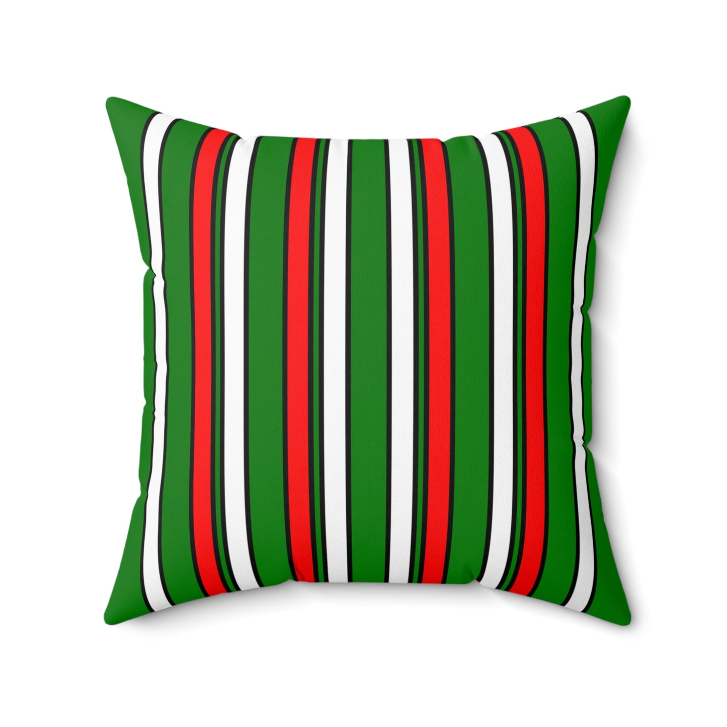 Green, White, Red Retro Stripes Cushion Pillow