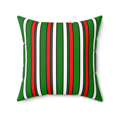 Green, White, Red Retro Stripes Cushion Pillow
