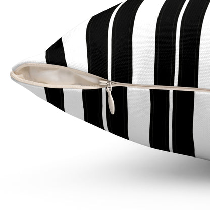 White, Black Retro Stripes Cushion Pillow