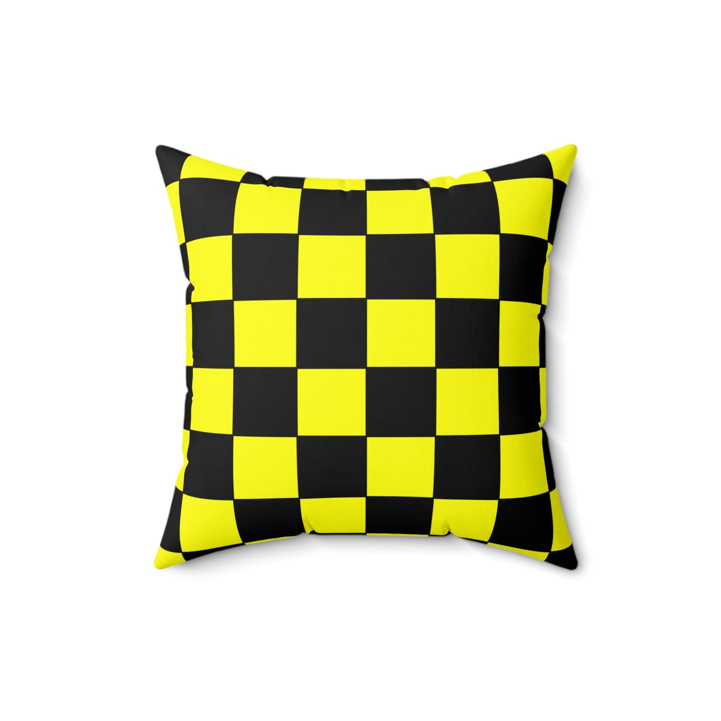 Yellow, Black Retro Check Cushion Pillow