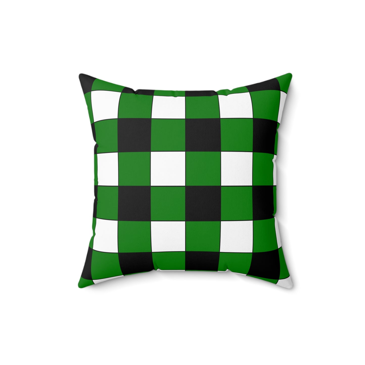 Green, Black, White Retro Check Cushion Pillow
