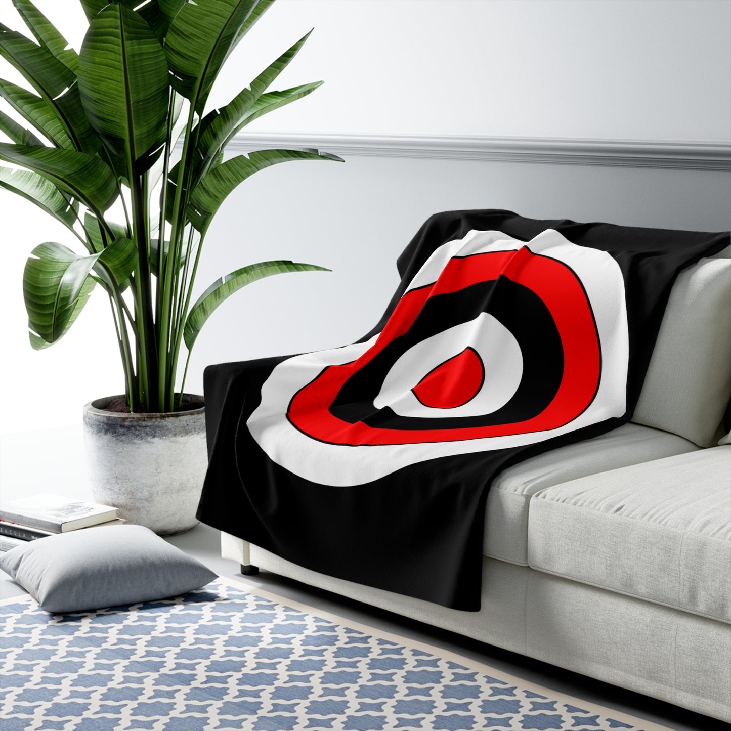 Black, White, Red Retro Target Blanket Throw