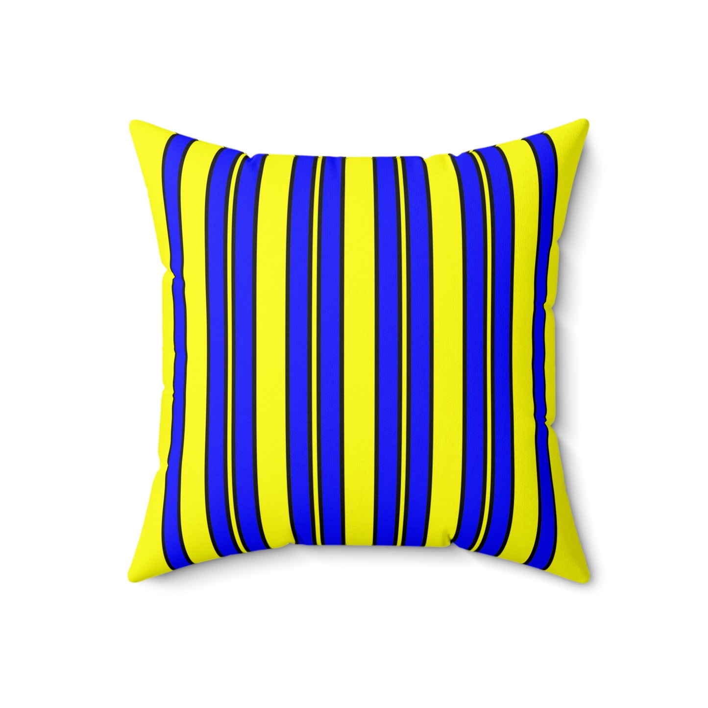 Yellow, Blue Retro Stripes Cushion Pillow