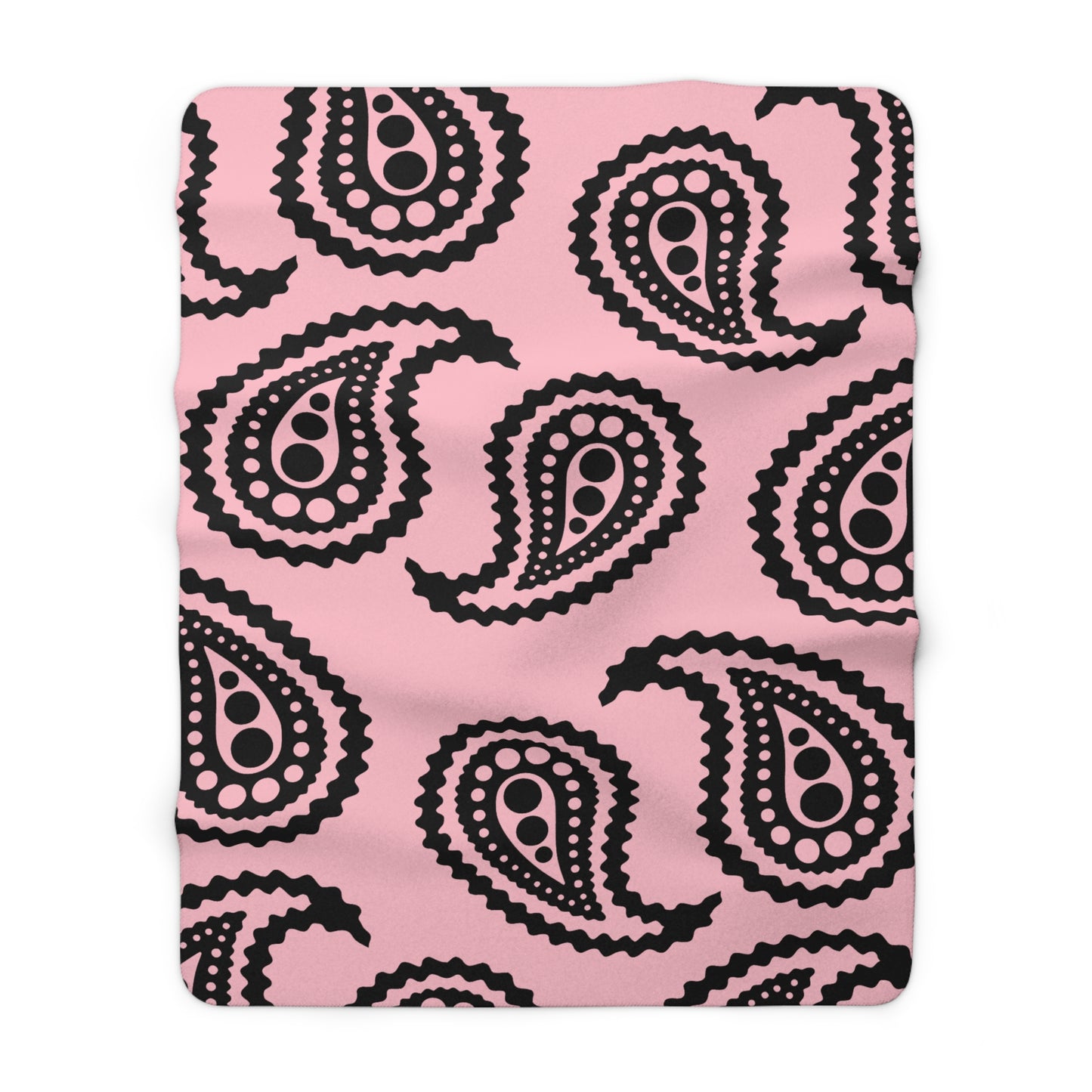 Pink, Black Retro Paisley Blanket Throw