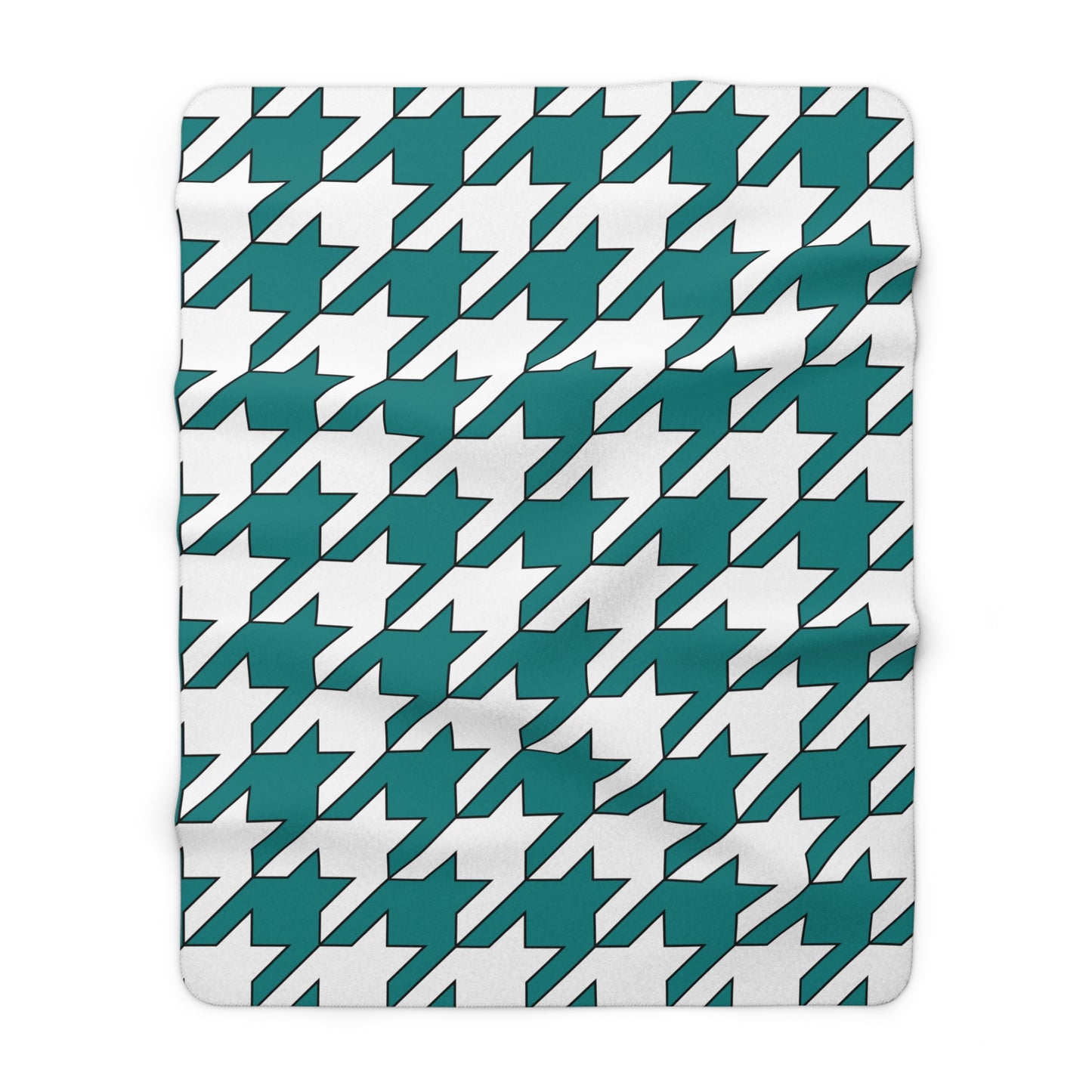 Teal, White Retro Houndstooth Blanket Throw