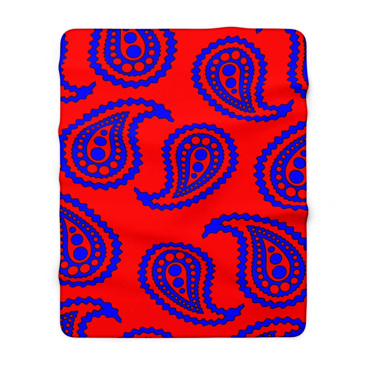 Red, Blue Retro Paisley Blanket Throw