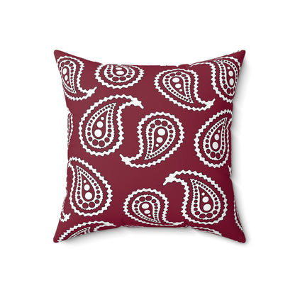 Claret, White Retro Paisley Cushion Pillow
