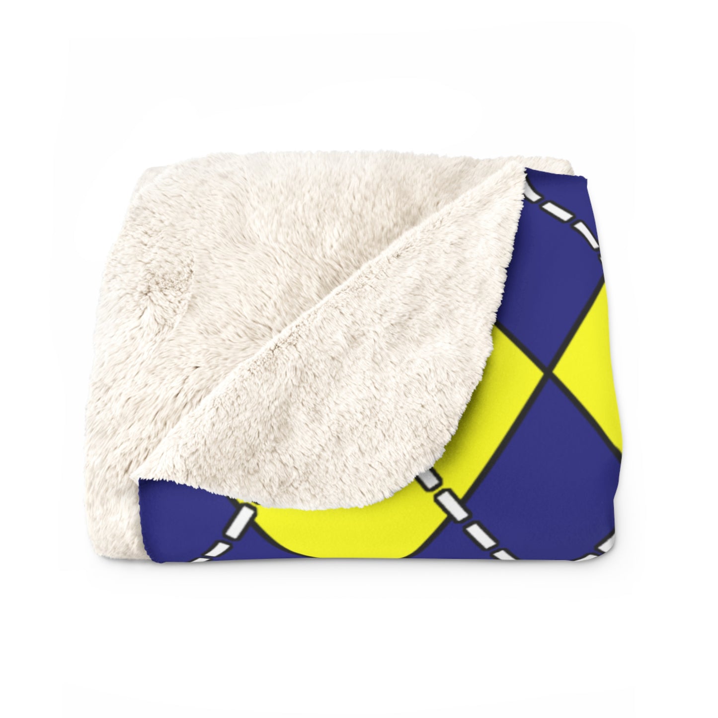 Navy Blue, Yellow Retro Argyle Blanket Throw