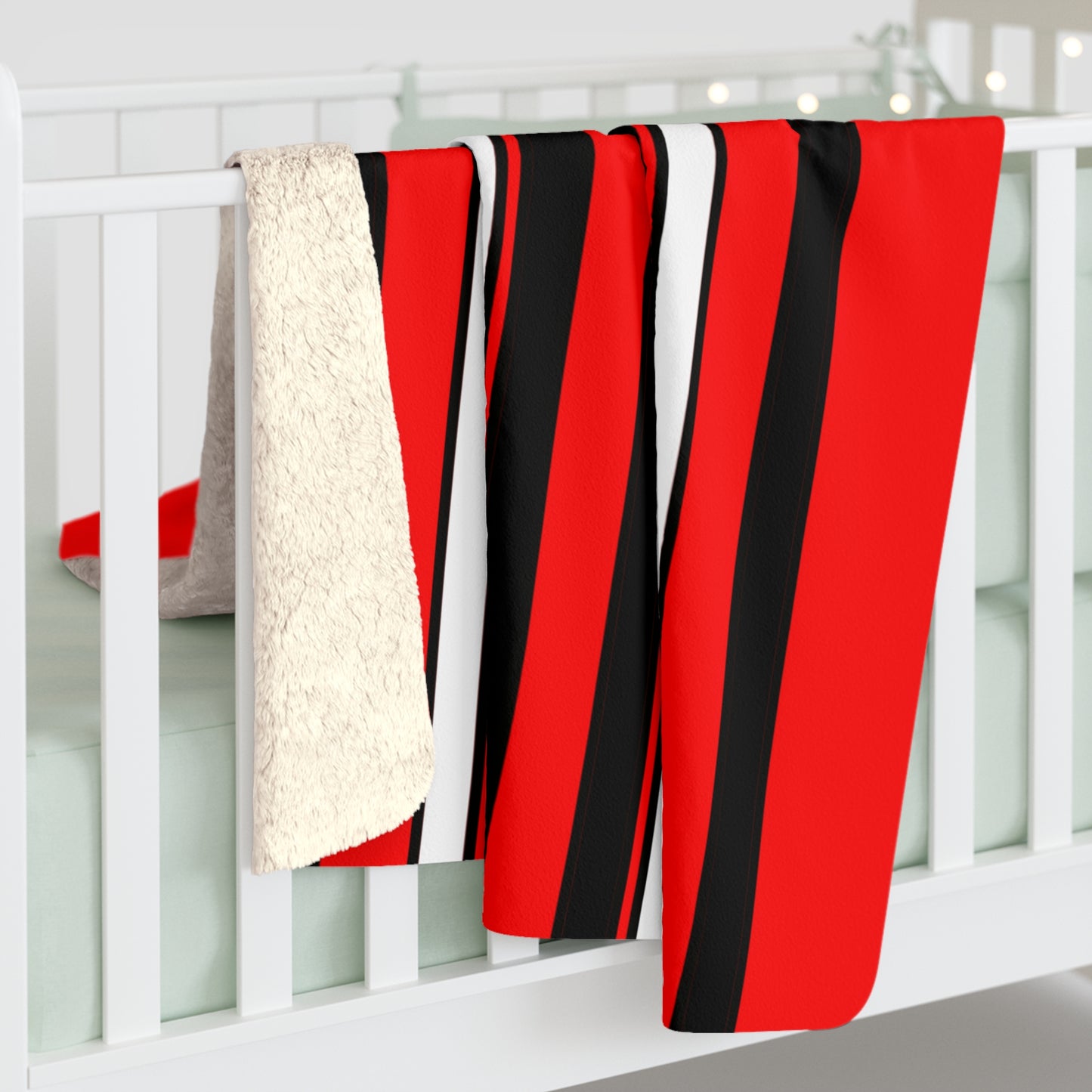 Red, Black, White Retro Stripes Blanket Throw