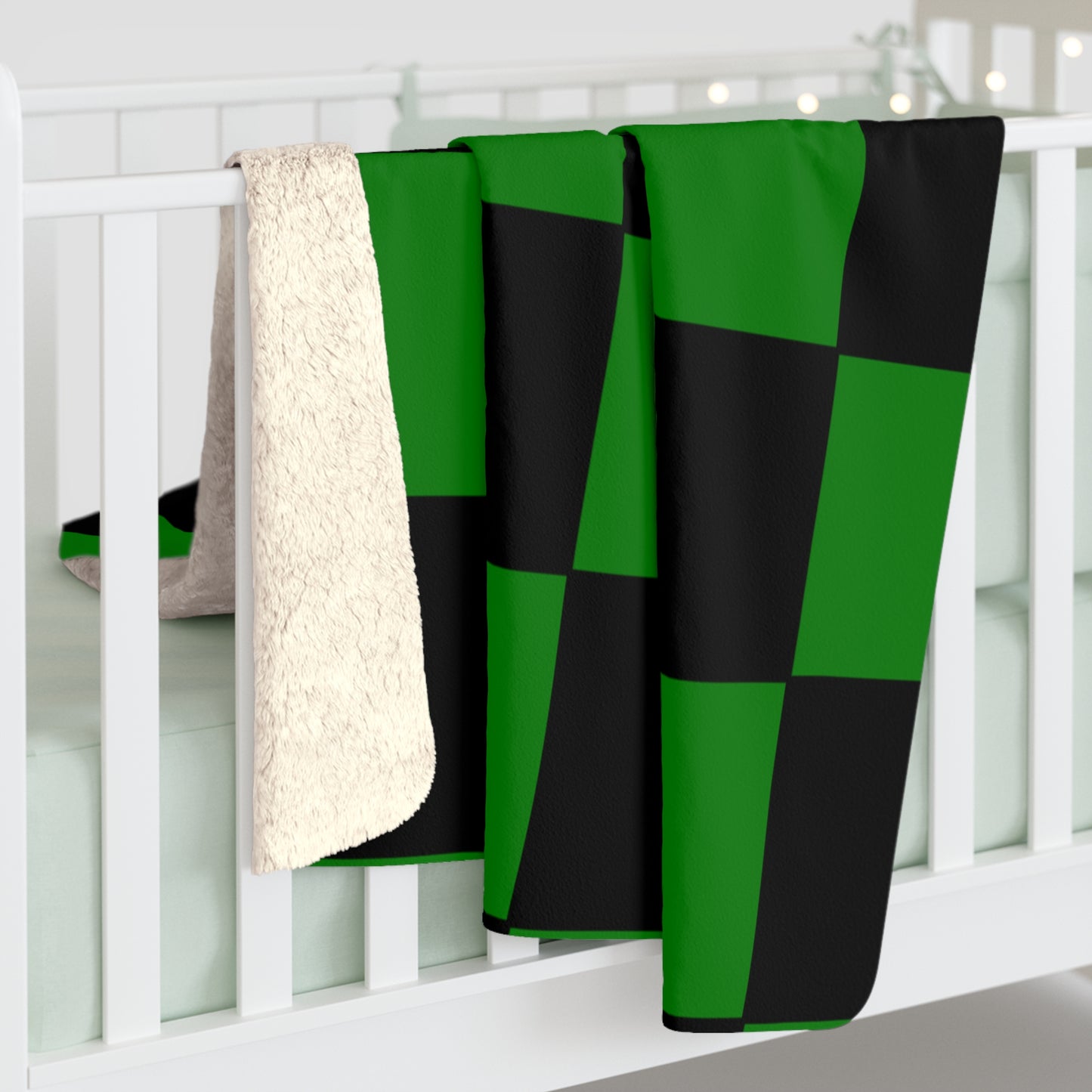 Green, Black Retro Check Blanket Throw