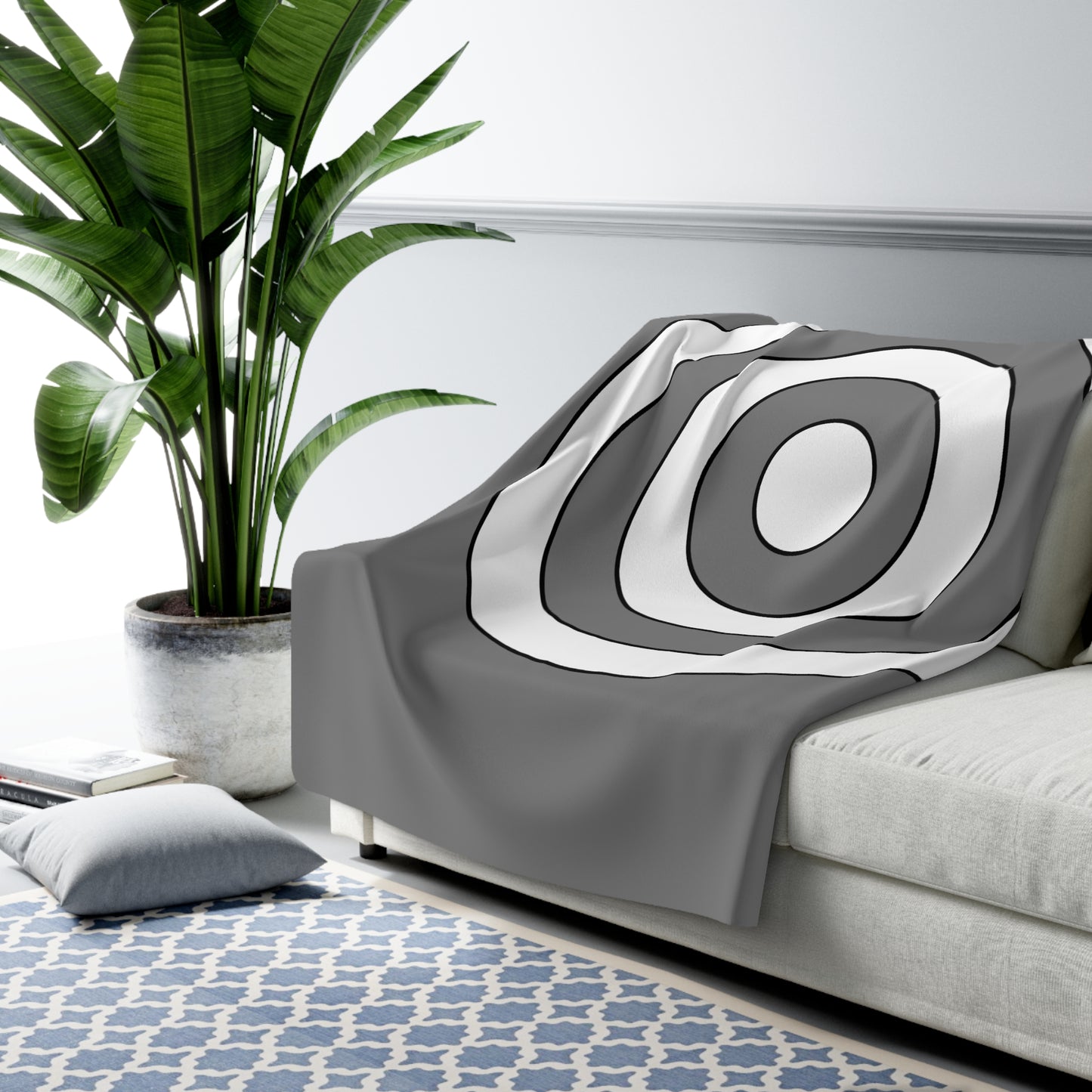 Grey, White Retro Target Blanket Throw
