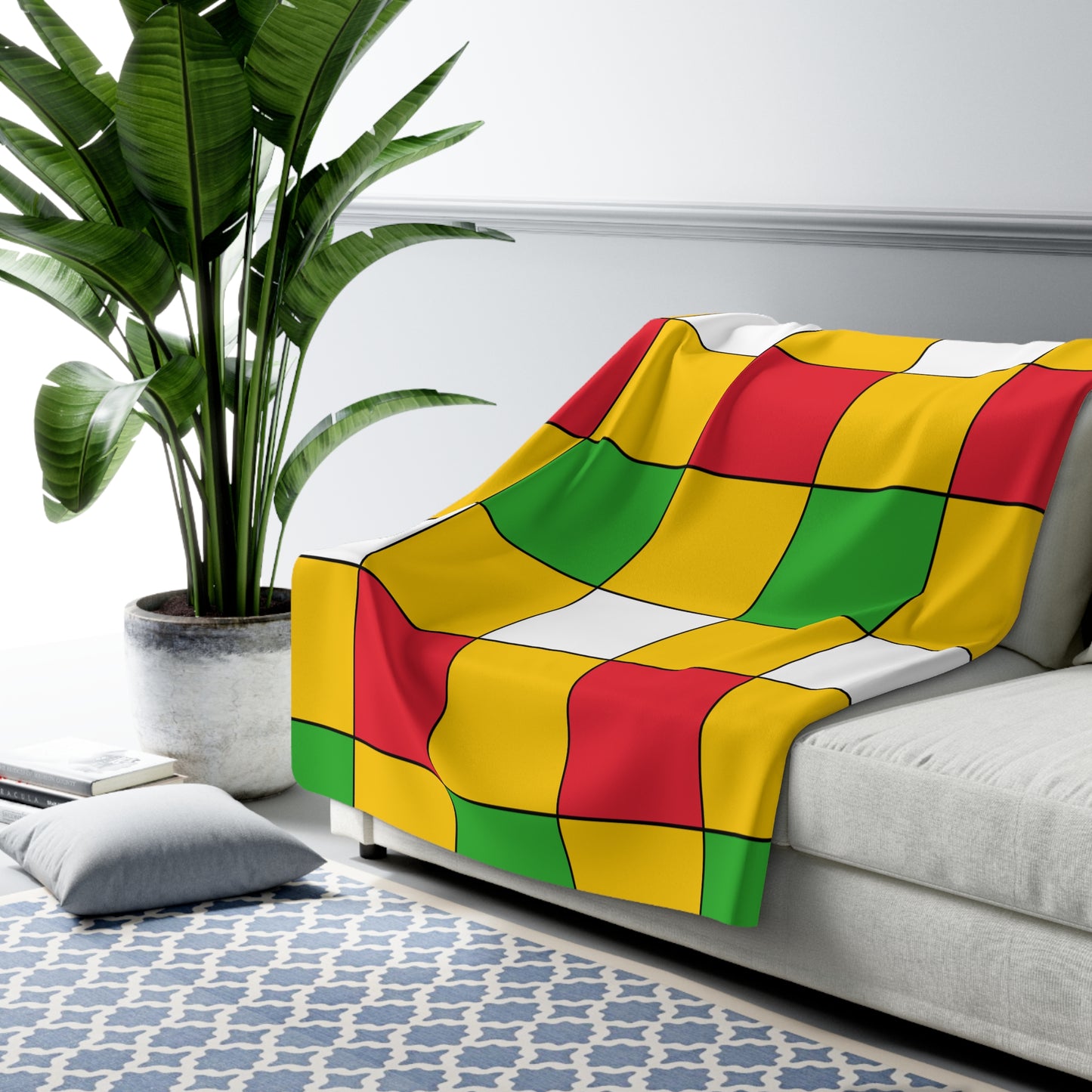 Myanmar Retro Check Blanket Throw