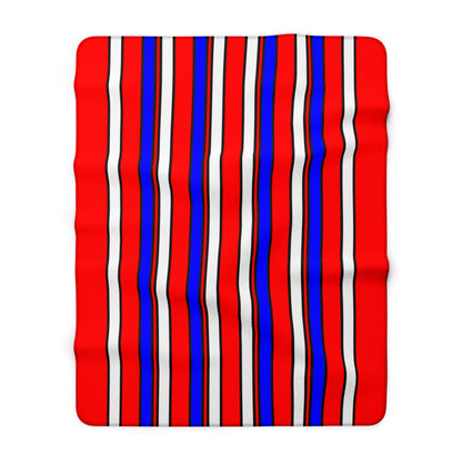 Red, White, Blue Retro Stripes Blanket Throw