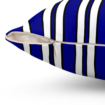 Dark Blue, White Retro Stripes Cushion Pillow