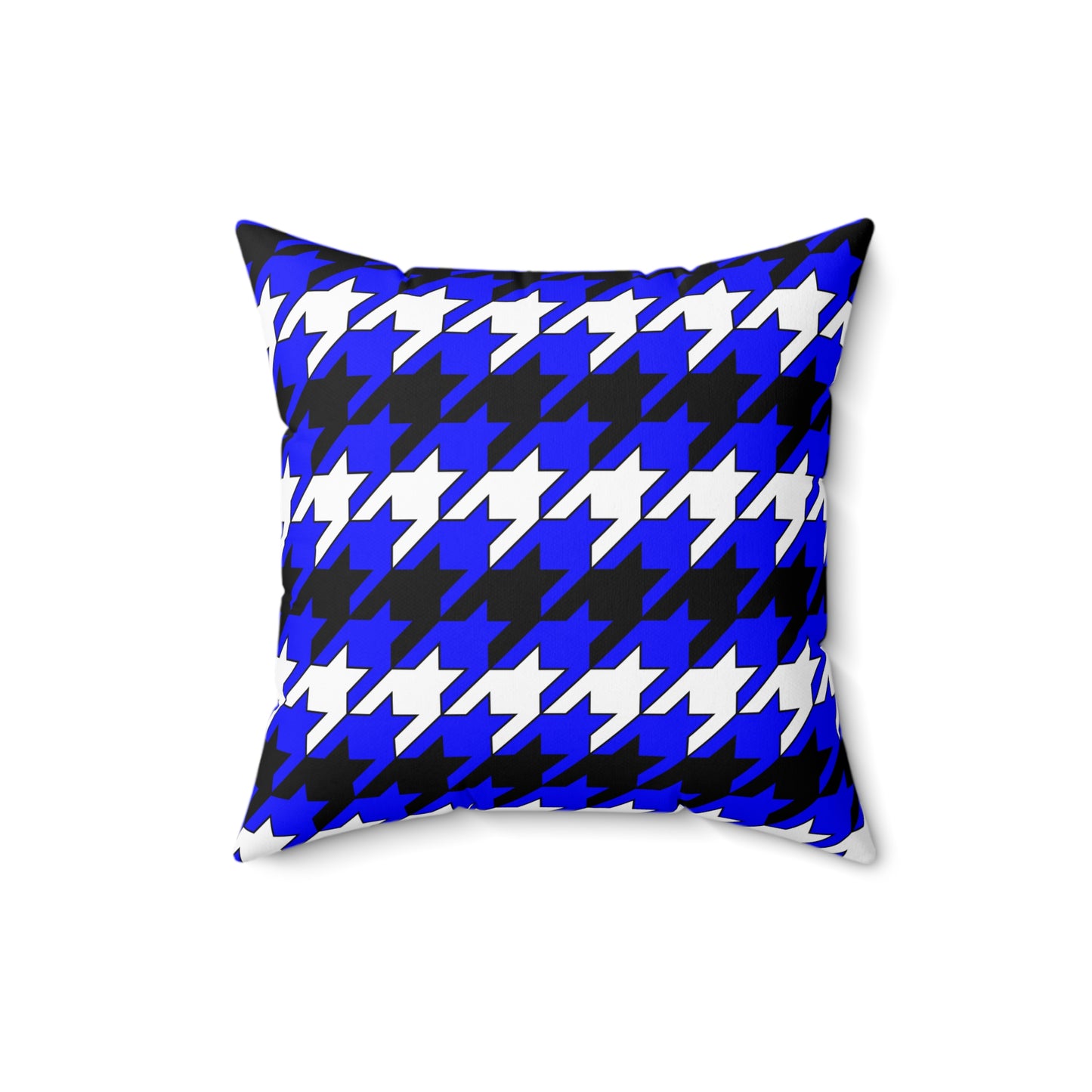 Blue, Black, White Retro Houndstooth Cushion Pillow