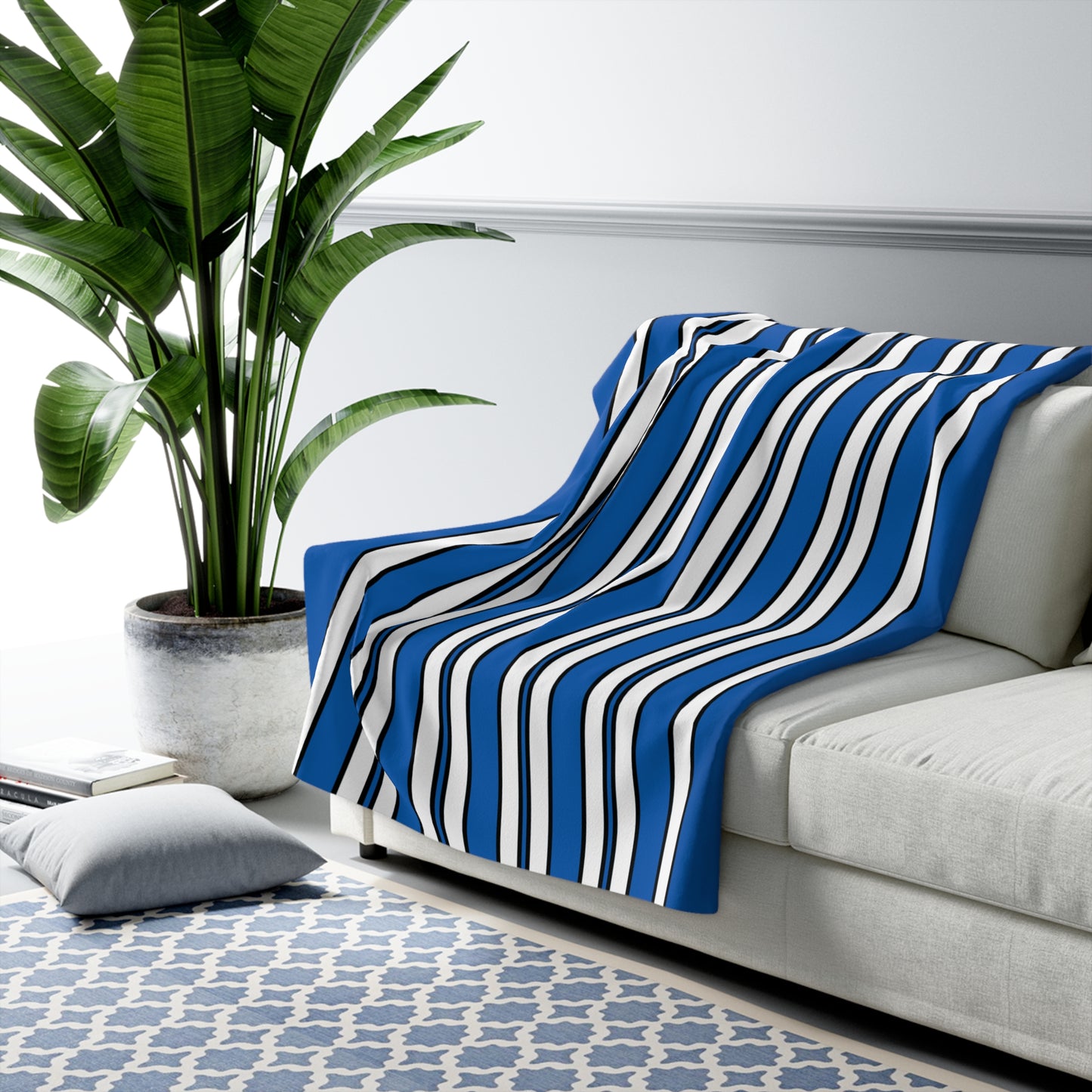 Greece Retro Stripes Blanket Throw