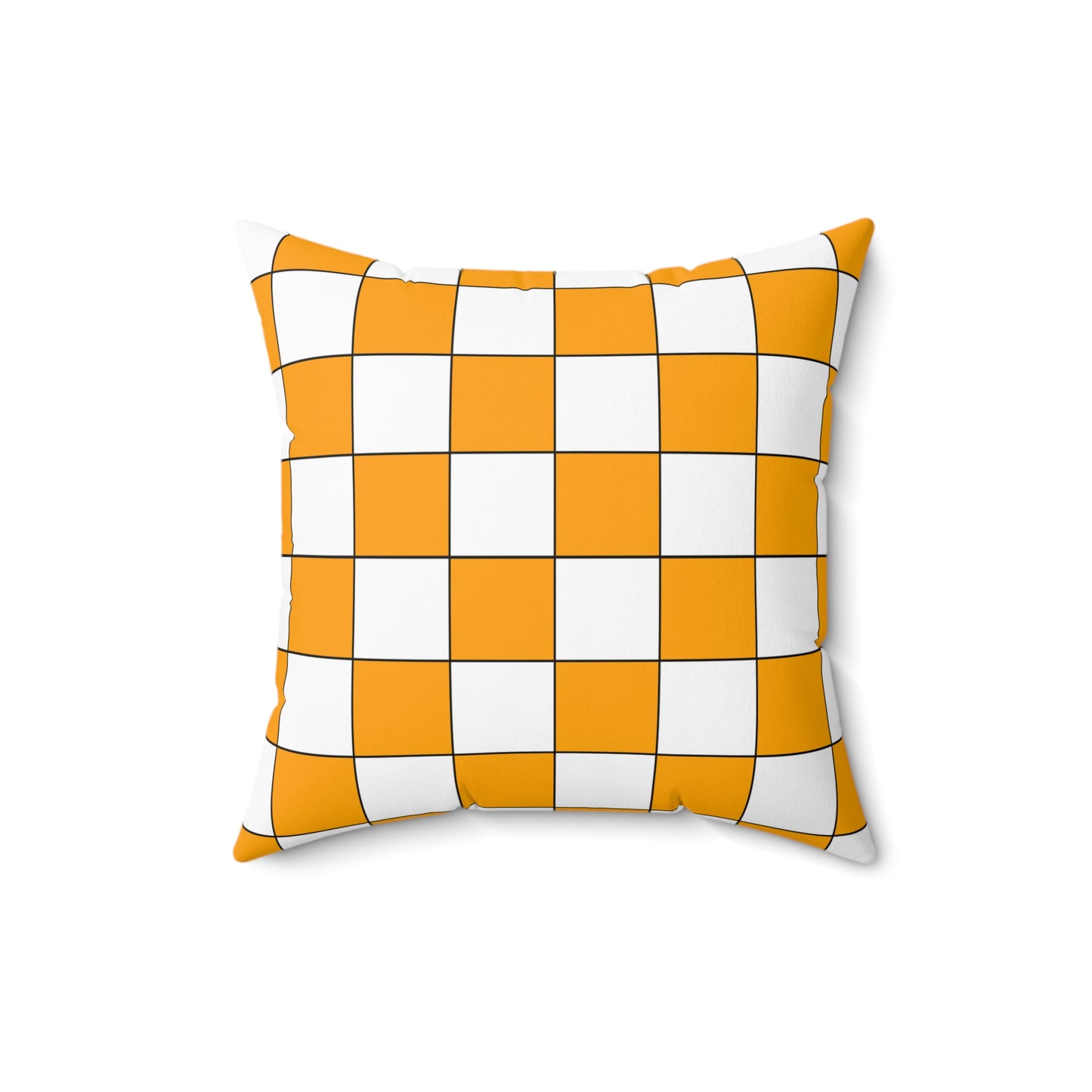 Orange, White Retro Check Cushion Pillow