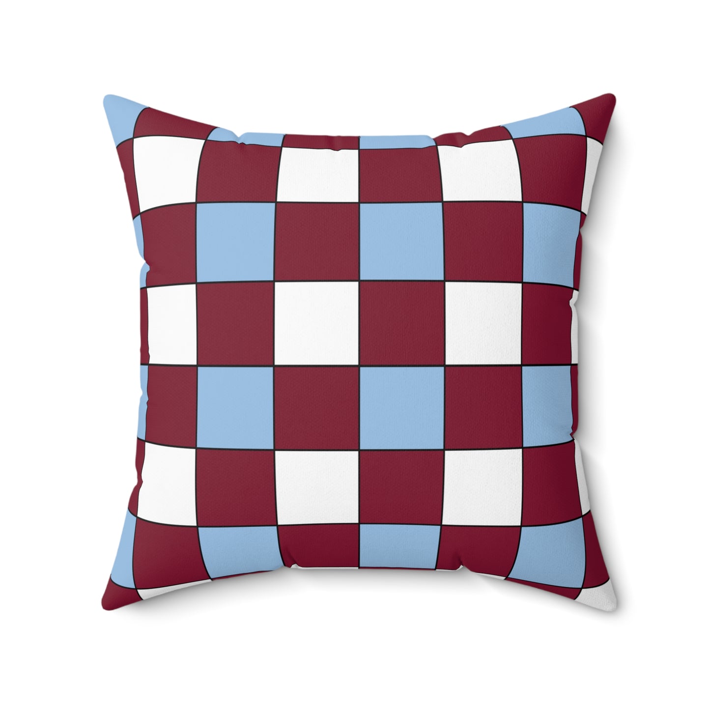 Claret, Blue, White Retro Check Cushion Pillow