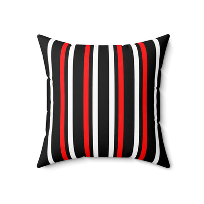 Black, White, Red Retro Stripes Cushion Pillow