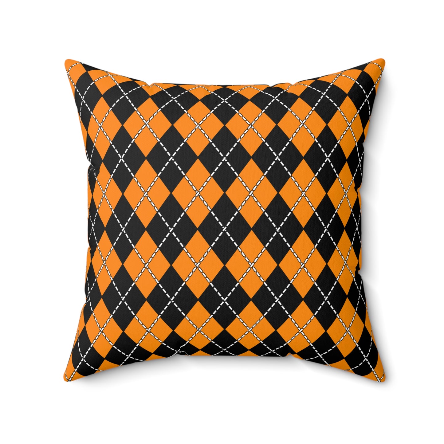 Dark Orange, Black Retro Argyle Cushion Pillow