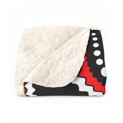 Black, White, Red Retro Paisley Blanket Throw