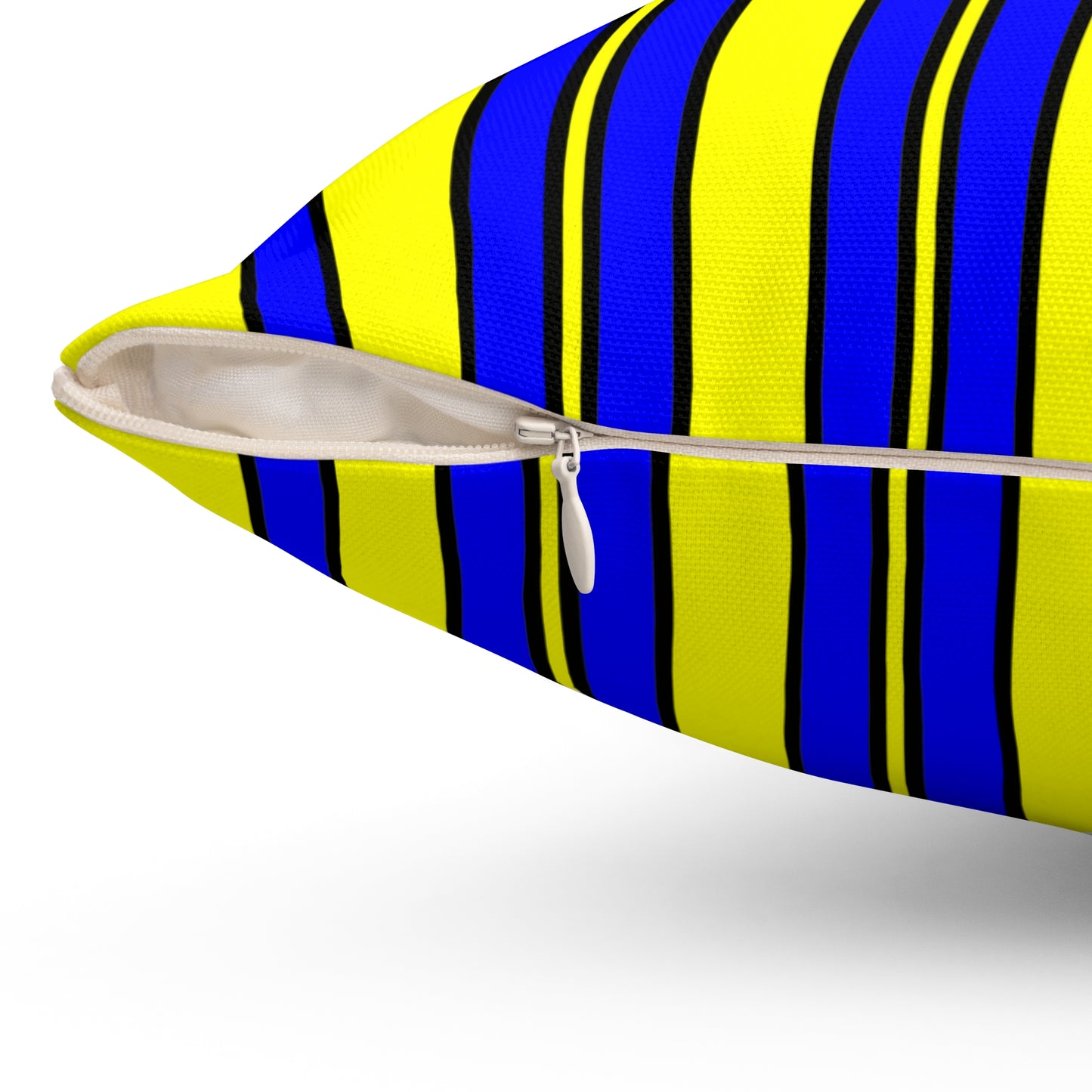 Yellow, Blue Retro Stripes Cushion Pillow