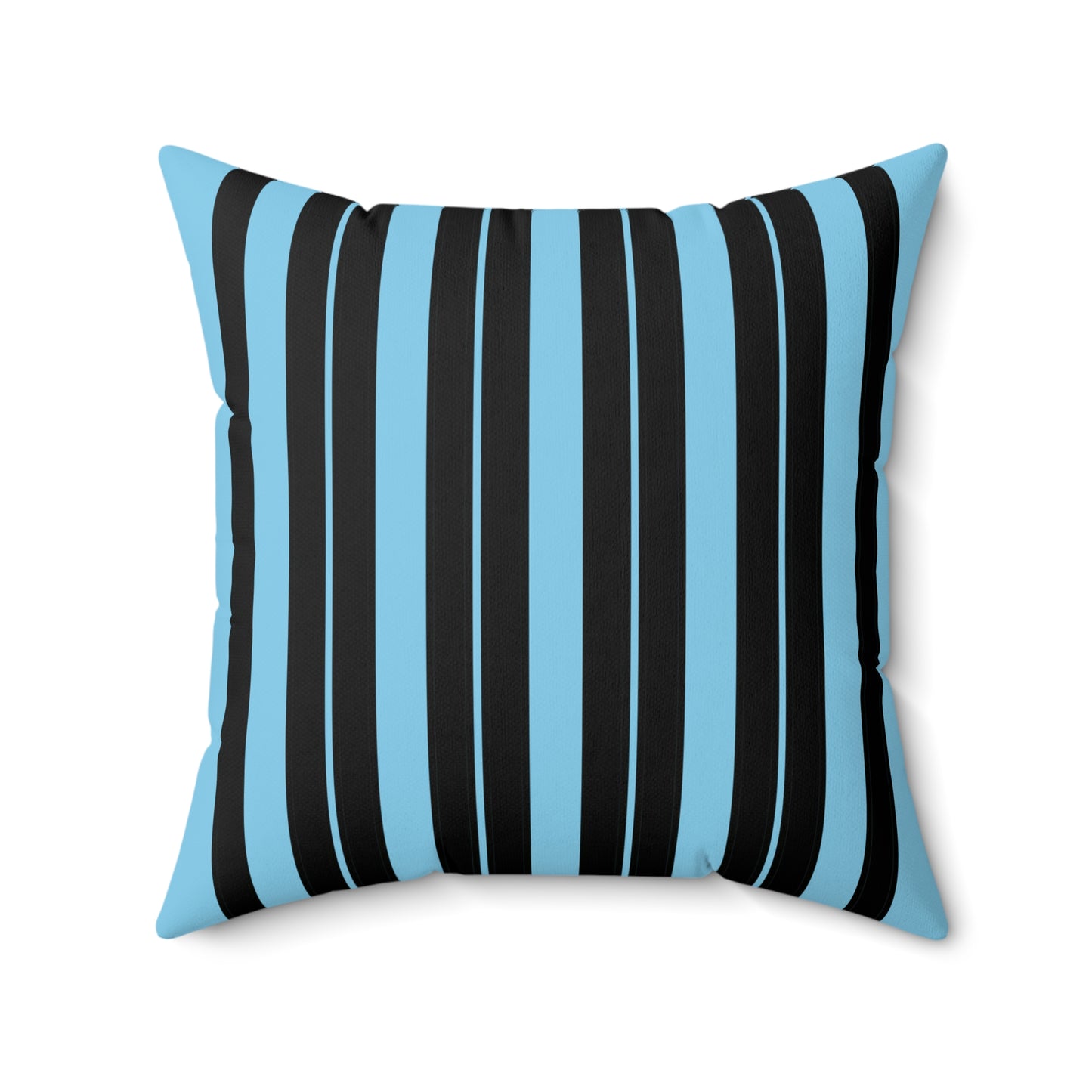 Sky Blue, Black Retro Stripes Cushion Pillow
