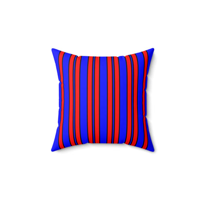Blue, Red Retro Stripes Cushion Pillow