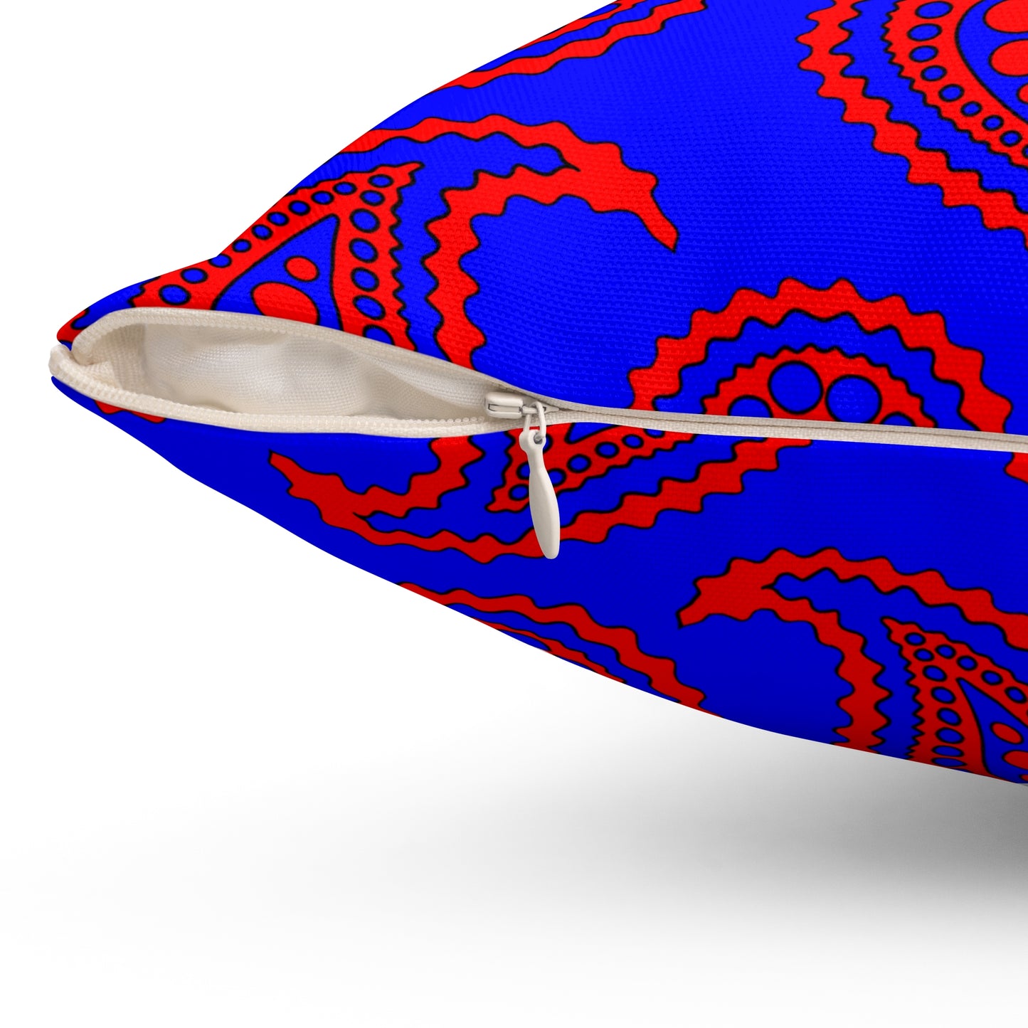 Blue, Red Retro Paisley Cushion Pillow
