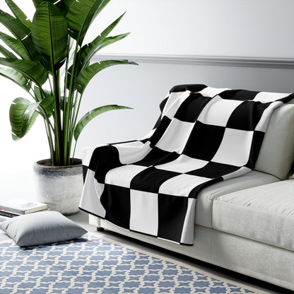 Black, White Retro Check Blanket Throw