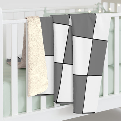 Grey, White Retro Check Blanket Throw