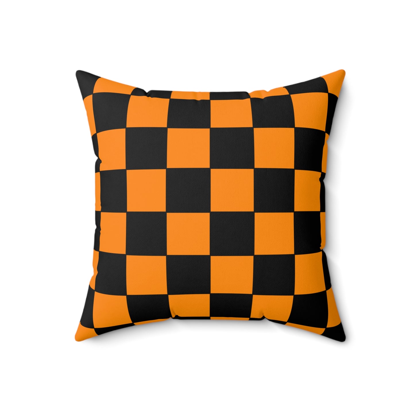 Dark Orange, Black Retro Check Cushion Pillow
