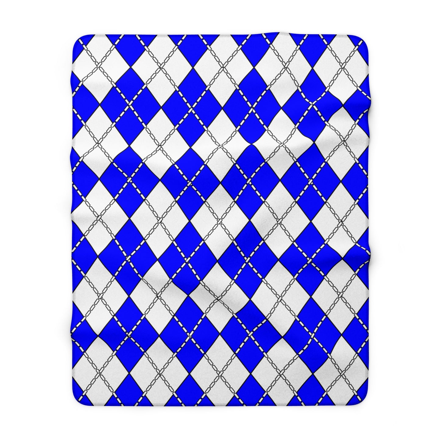 Blue, White Retro Argyle Blanket Throw