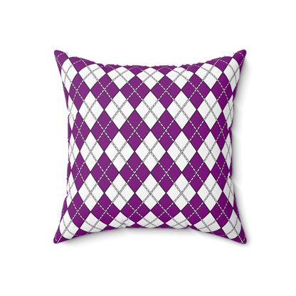Purple, White Retro Argyle Cushion Pillow