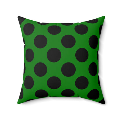 Green, Black Retro Polka Dots Cushion Pillow