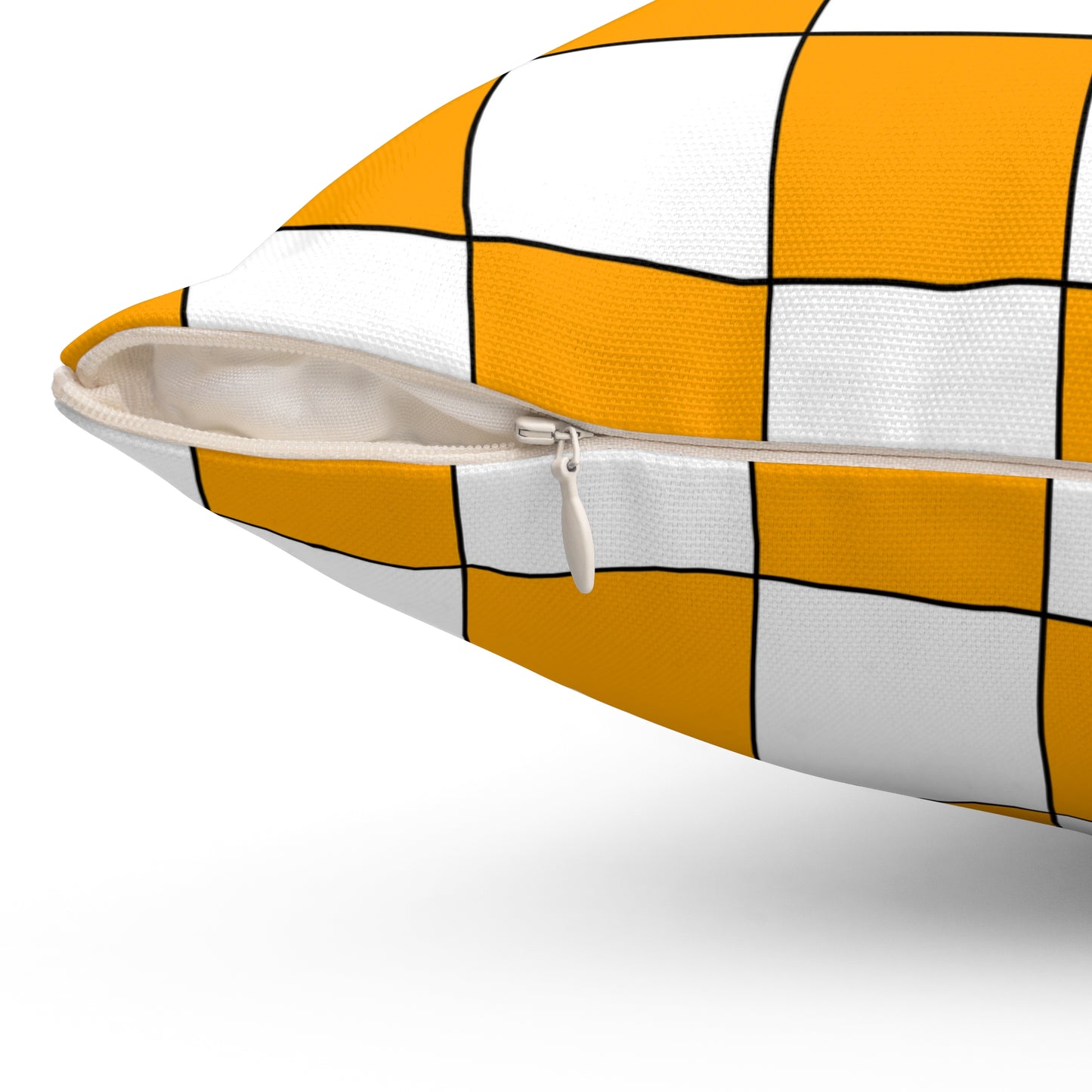 Orange, White Retro Check Cushion Pillow