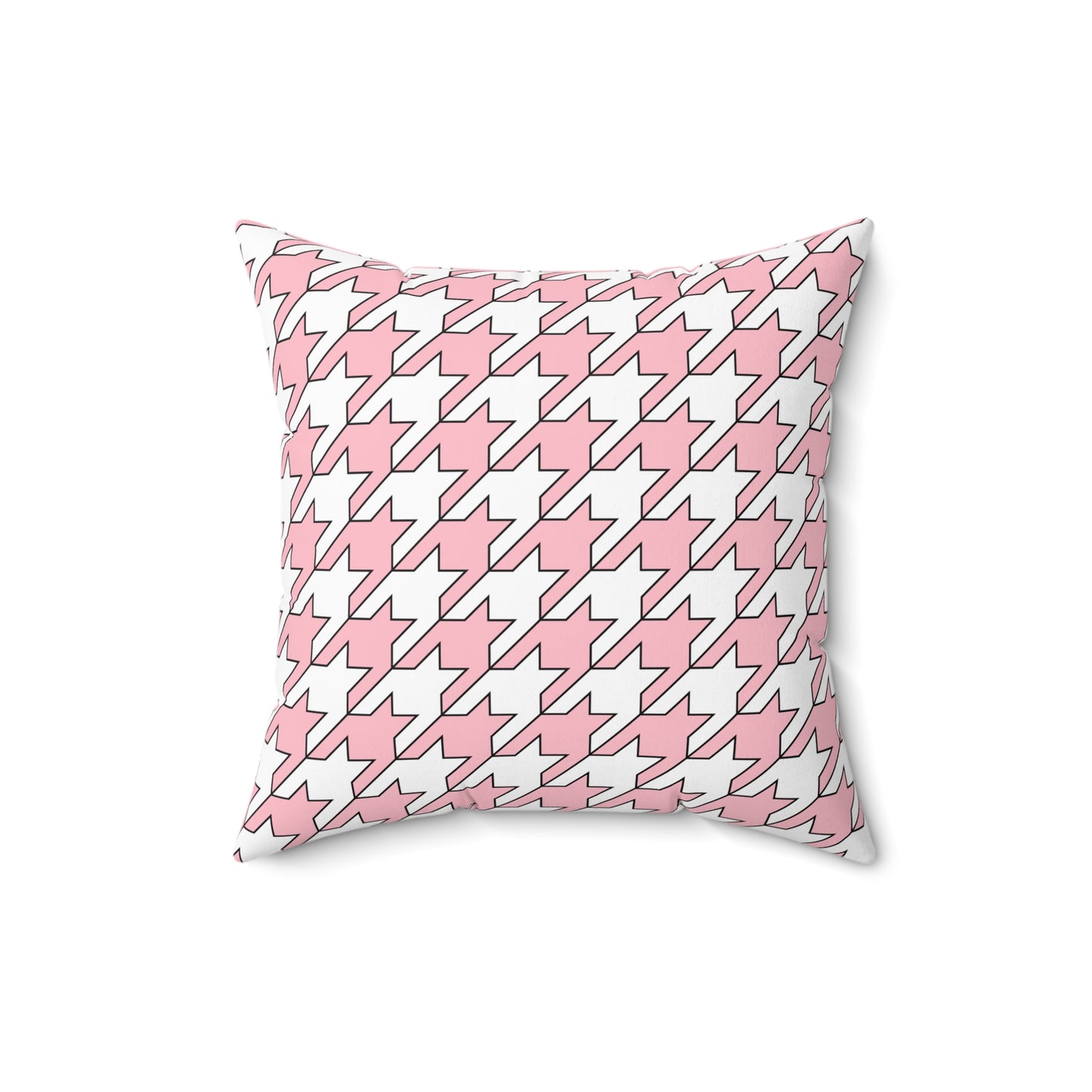Pink, White Retro Houndstooth Cushion Pillow