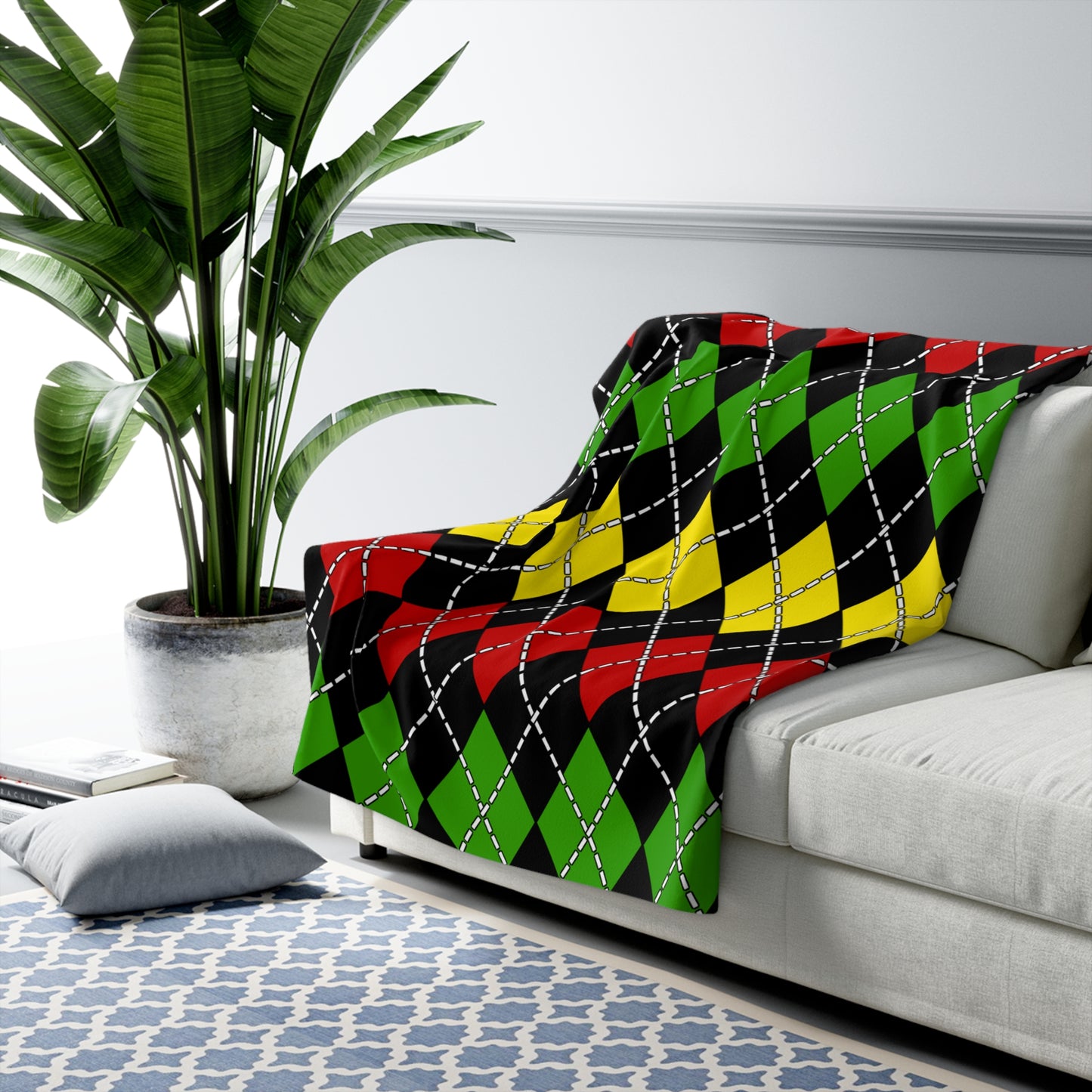 Saint Kitts And Nevis Retro Argyle Blanket Throw