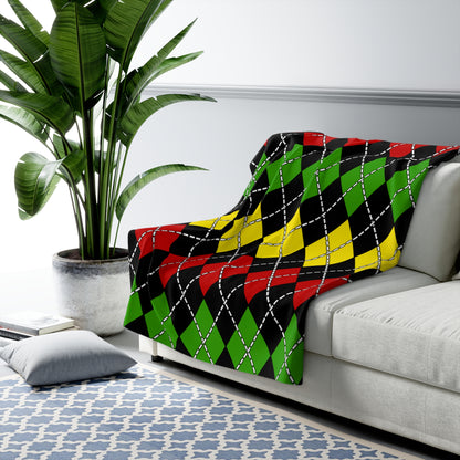 Saint Kitts And Nevis Retro Argyle Blanket Throw