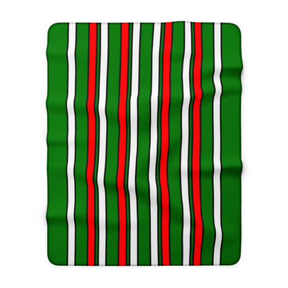 Green, White, Red Retro Stripes Blanket Throw