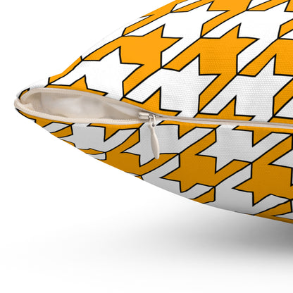 Orange, White Retro Houndstooth Cushion Pillow