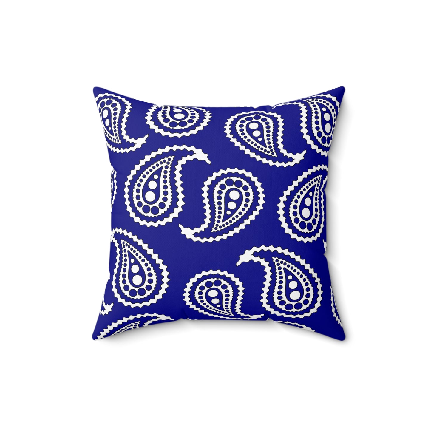 Dark Blue, White Retro Paisley Cushion Pillow