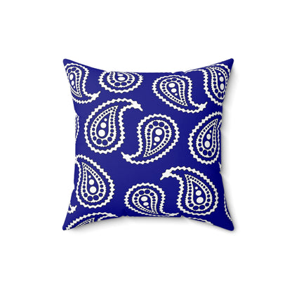 Dark Blue, White Retro Paisley Cushion Pillow