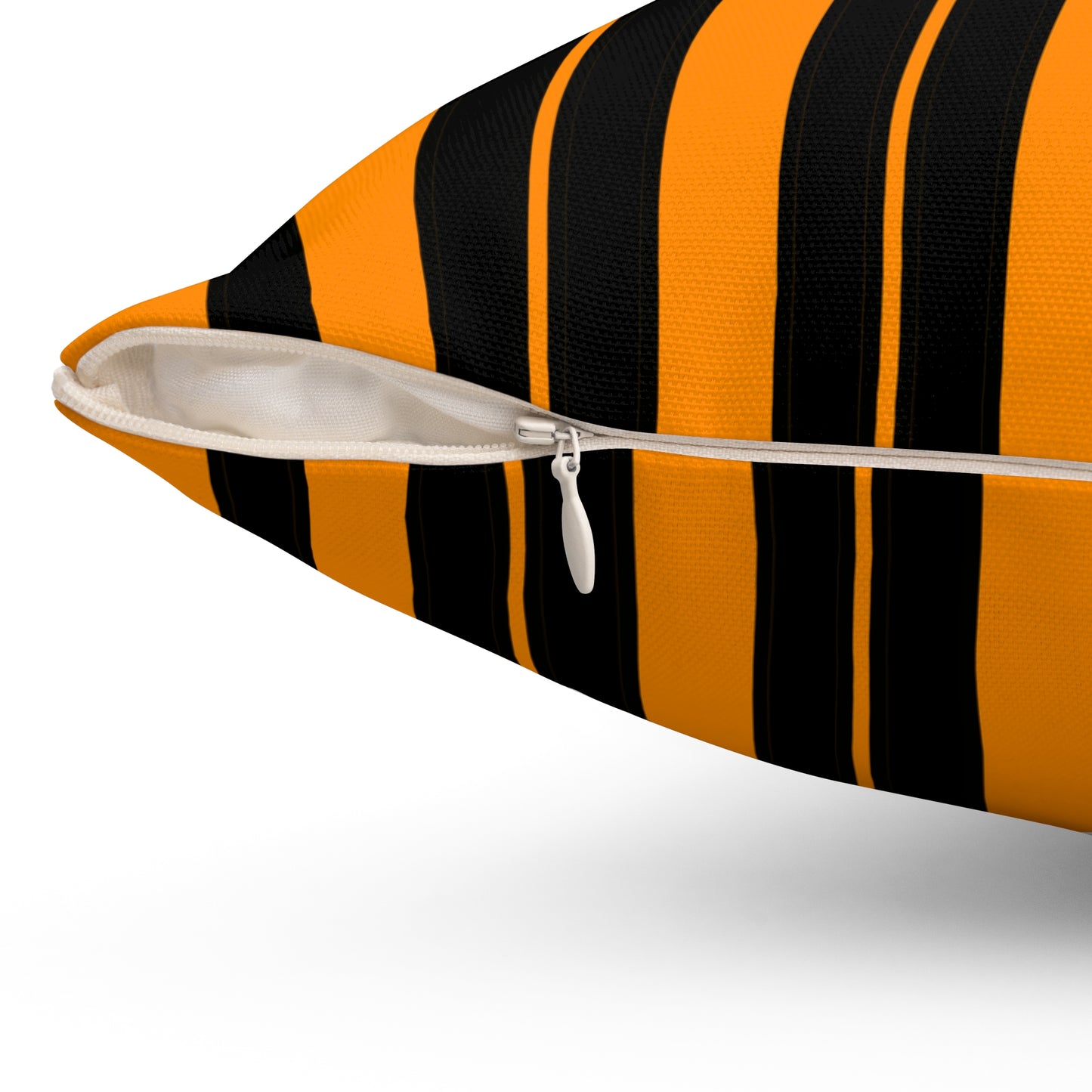 Dark Orange, Black Retro Stripes Cushion Pillow