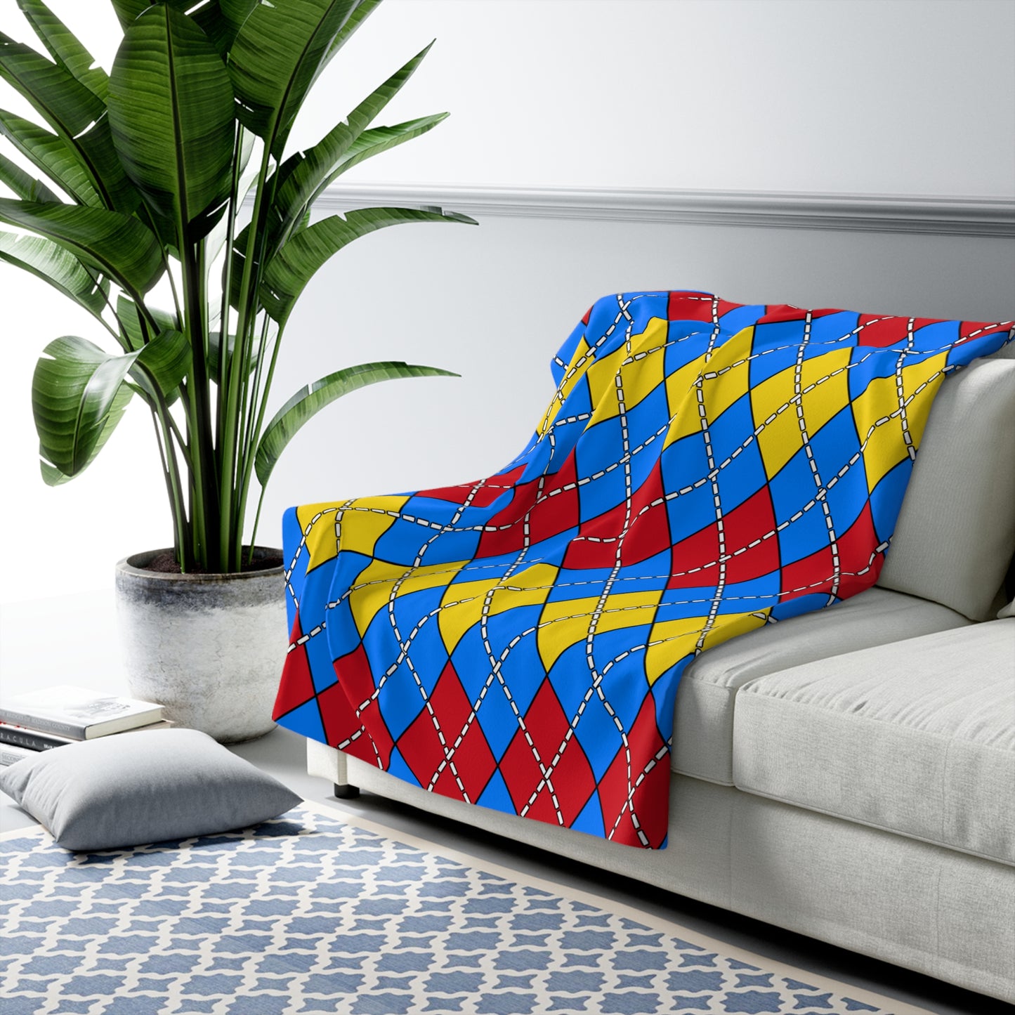 Democratic Republic of the Congo Retro Argyle Blanket Throw