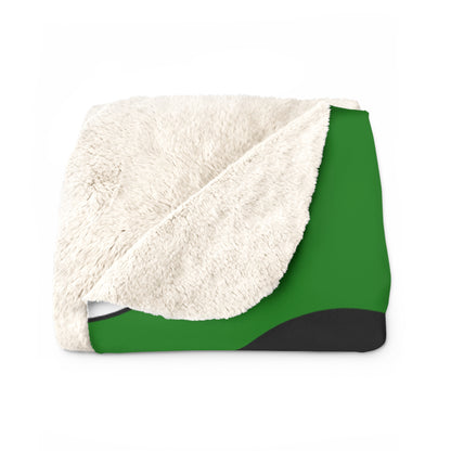 Green, Black, White Retro Polka Dots Blanket Throw