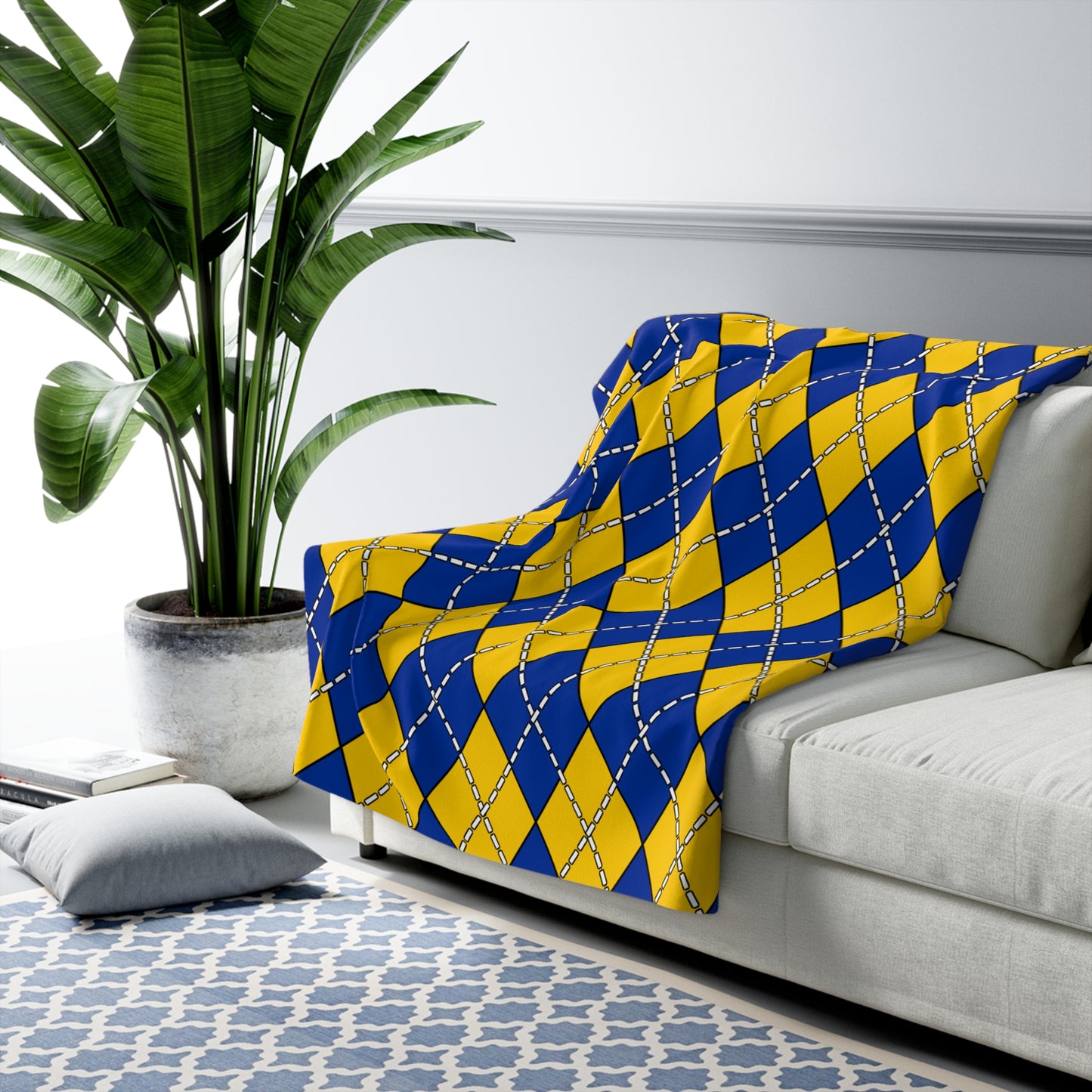 European Union Retro Argyle Blanket Throw